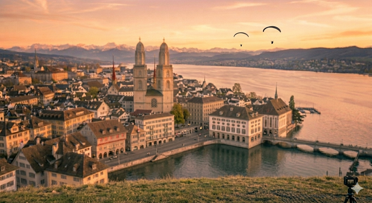 Zurich view 2 on sunset